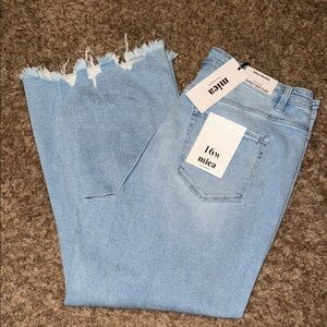 Mica Women's Light Blue Vintage Crop Flare super high rise 16W destroyed